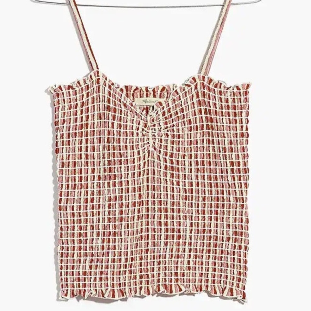 Madewell Superlight Jacquard Smocked Tank Top in Stripe